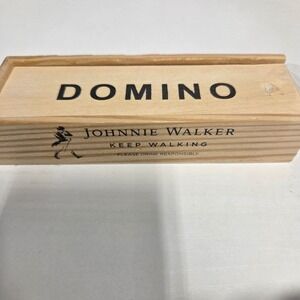 Johnnie Walker Domino Set Game with Wood Storage Box Promotional Collectible
